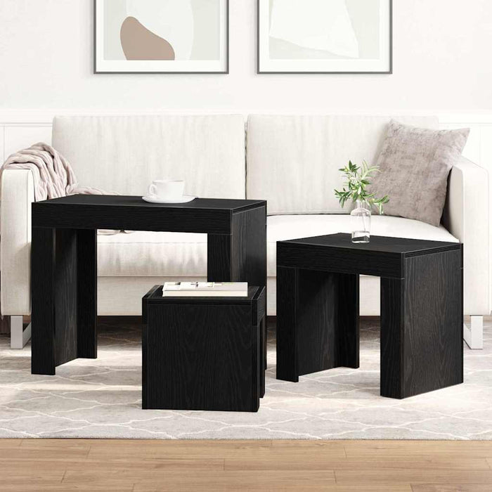 Mese în cuiburi 3 pcs Stejar Negru Lemn compozit - WALTI WALTI