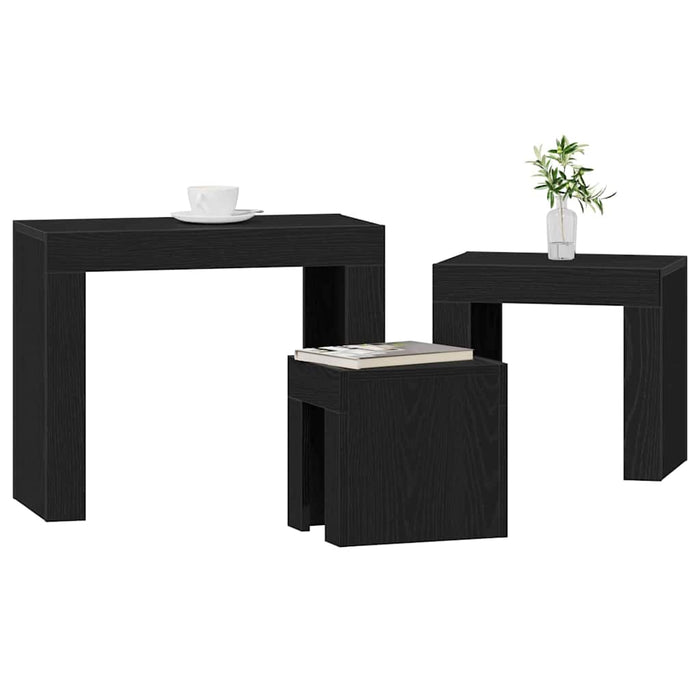 Mese în cuiburi 3 pcs Stejar Negru Lemn compozit - WALTI WALTI