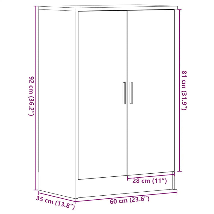 Dulap Pantofi Stejar Negru 60x35x92 cm Lemn prelucrat - WALTI WALTI
