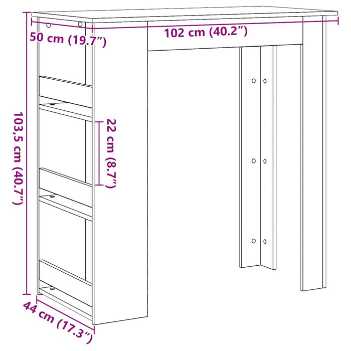 Masa de bar cu suport depozitare Stejar negru 102x50x103,5 cm - WALTI WALTI