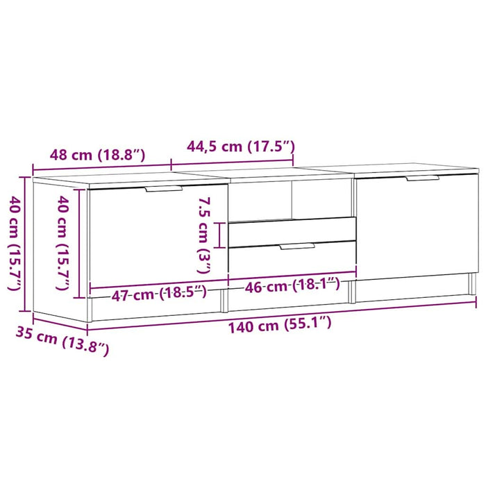 Cabinet TV cu sertar Negru 140 x 35 x 40 cm Lemn compozit - WALTI WALTI