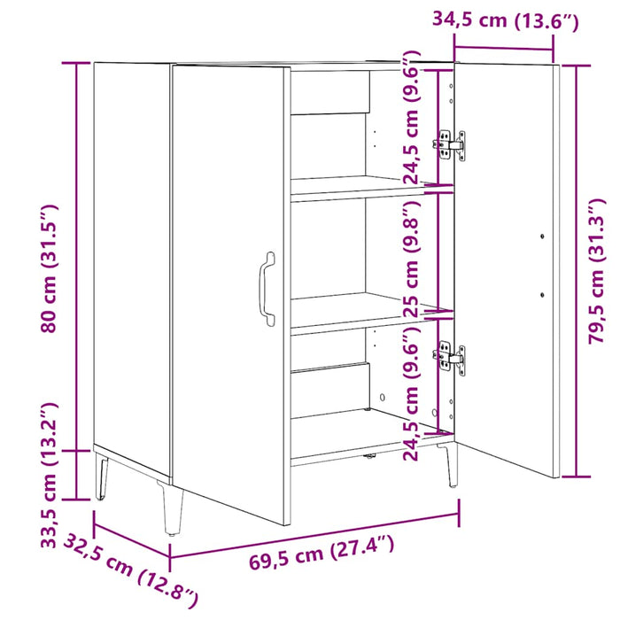 Bufetă Stejar negru 69,5x34x90 cm lemn prelucrat - WALTI WALTI