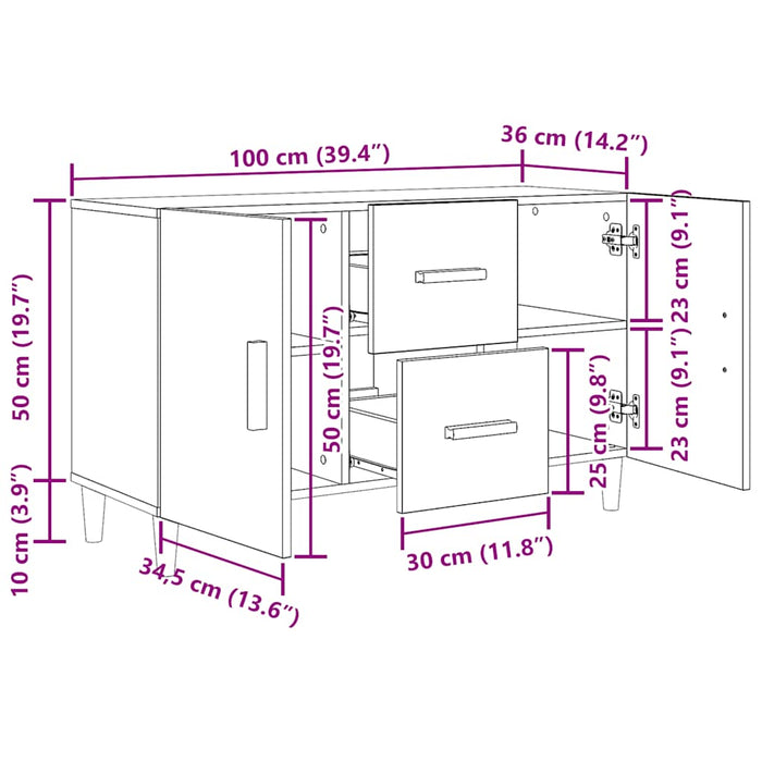 Bufetă Stejar negru 100x36x60 cm lemn prelucrat - WALTI WALTI