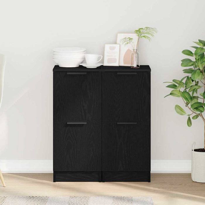 Bufet 2 pcs Stejar negru 30 x 30 x 70 cm Lemn compozit - WALTI WALTI