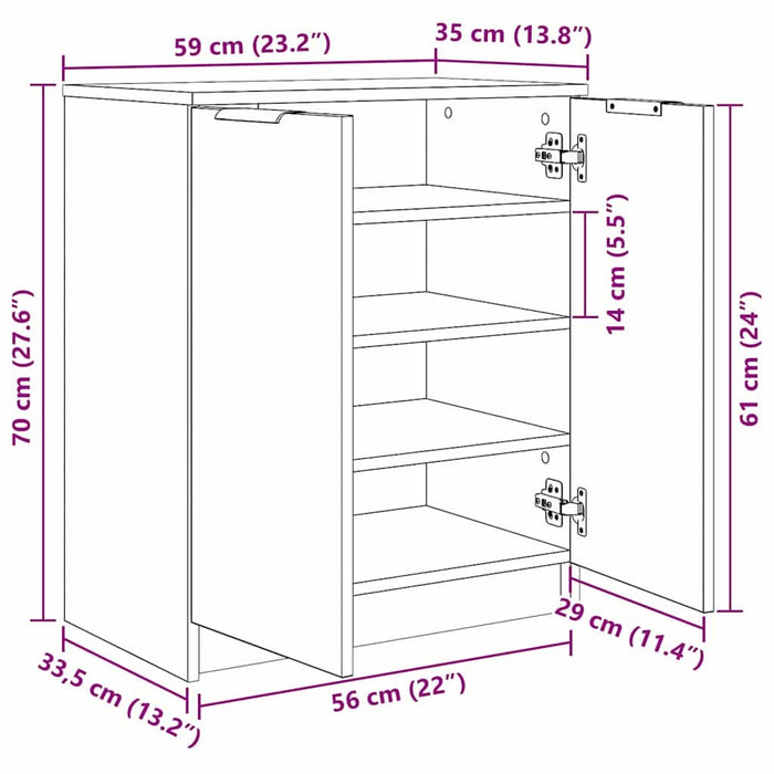 Dulap pentru pantofi cu raft 59 x 35 x 70 cm Lemn compozit - WALTI WALTI