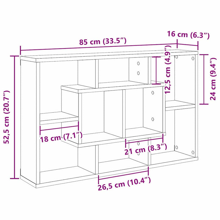 Raft de perete Stejar Negru 85 x 16 x 52,5 cm Lemn compozit - WALTI WALTI