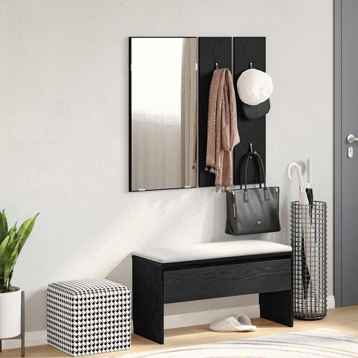 Set mobilier hol cu sertar 4 pcs Stejar Negru Lemn compozit - WALTI WALTI