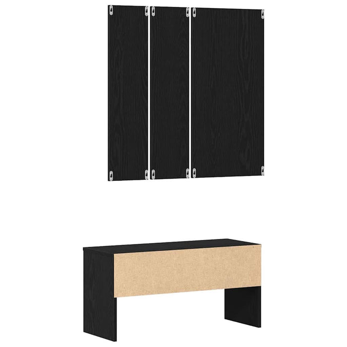 Set mobilier hol cu sertar 4 pcs Stejar Negru Lemn compozit - WALTI WALTI