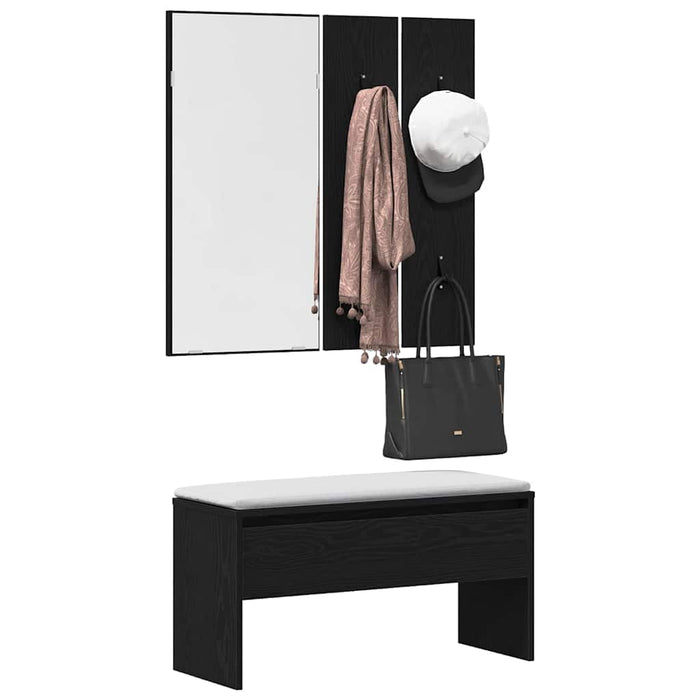 Set mobilier hol cu sertar 4 pcs Stejar Negru Lemn compozit - WALTI WALTI