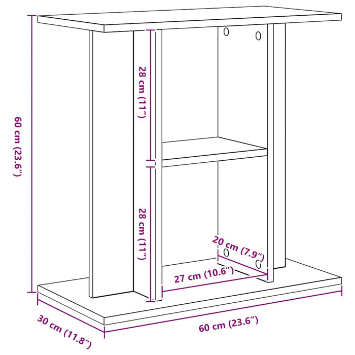 Suport pentru acvariu, stejar negru, 60x30x60 cm, lemn stratificat WALTI