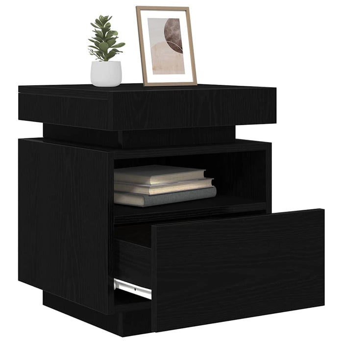 Dulap de noapte cu sertar 2 pcs Stejar Negru 40 x 39 x 48,5 cm - WALTI WALTI