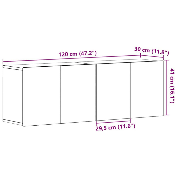 Mobilier TV 2 buc., stejar negru, 120x30x41 cm, lemn stratificat - WALTI WALTI
