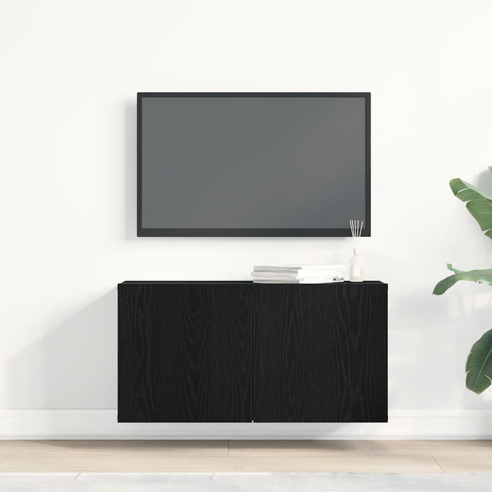 Comodă TV din stejar negru, 80x30x41 cm, lemn stratificat - WALTI WALTI