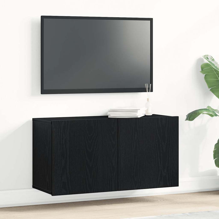 Comodă TV din stejar negru, 80x30x41 cm, lemn stratificat - WALTI WALTI
