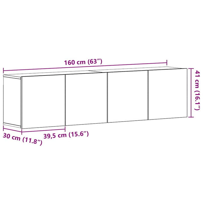 Mobilier TV 2 buc., stejar negru, 160x30x41 cm, lemn stratificat - WALTI WALTI