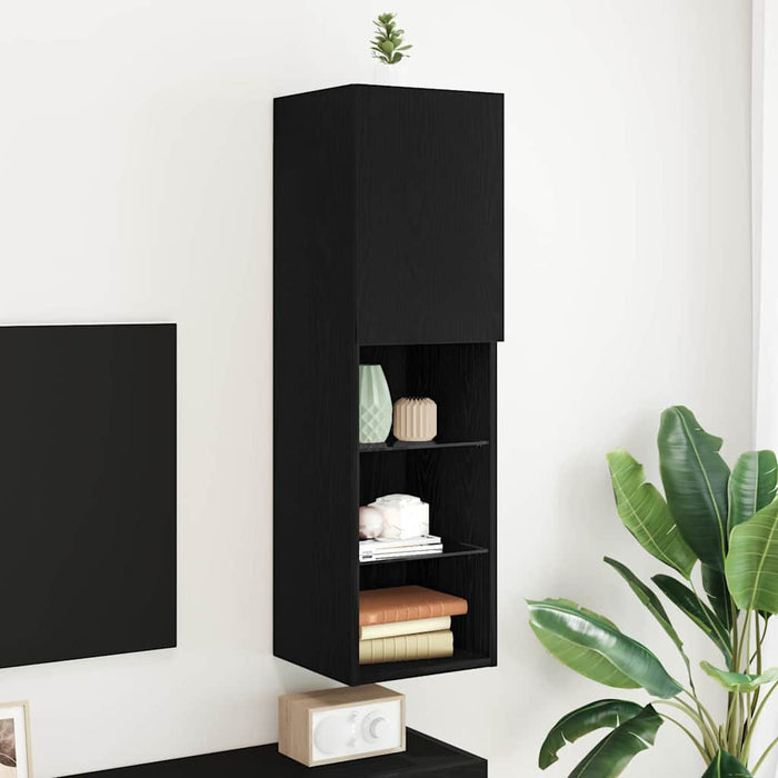 Cabinet TV Negru 30.5 x 30 x 102 cm Lemn compozit - WALTI WALTI