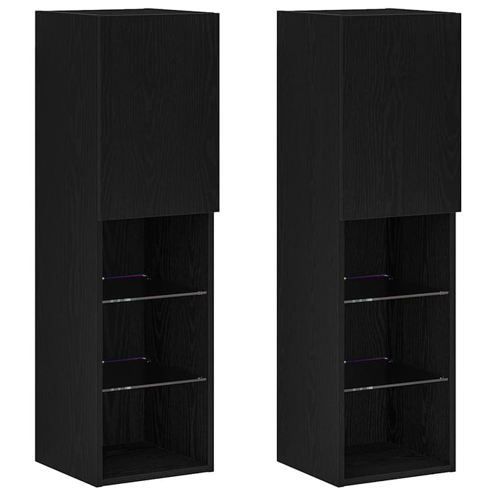 Set comodă TV cu LED 2 pcs Stejar Negru 30,5 x 30 x 102 cm - WALTI WALTI