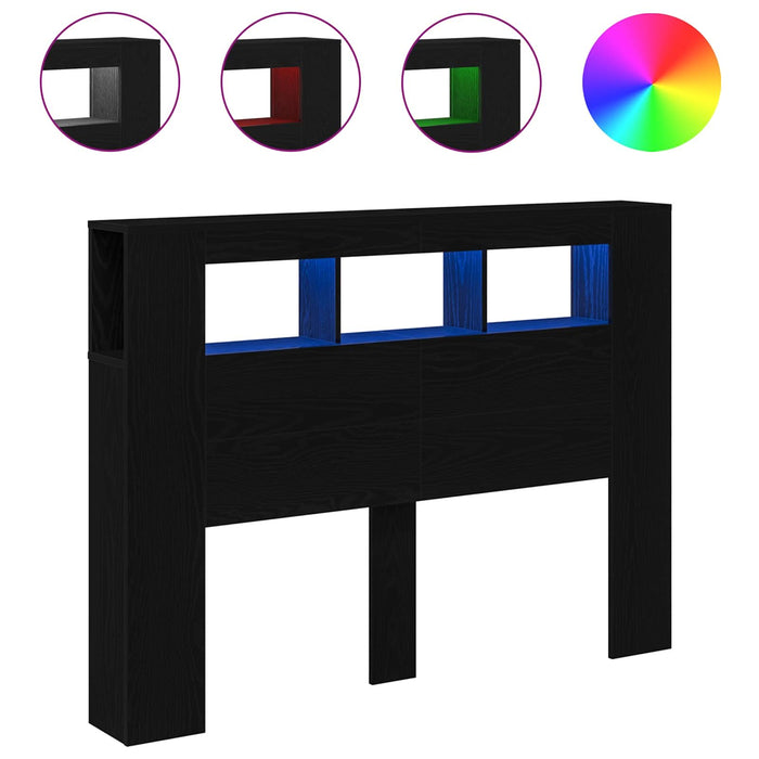 Tăblie LED Stejar negru 140 x 18.5 x 103.5 cm Lemn compozit - WALTI WALTI