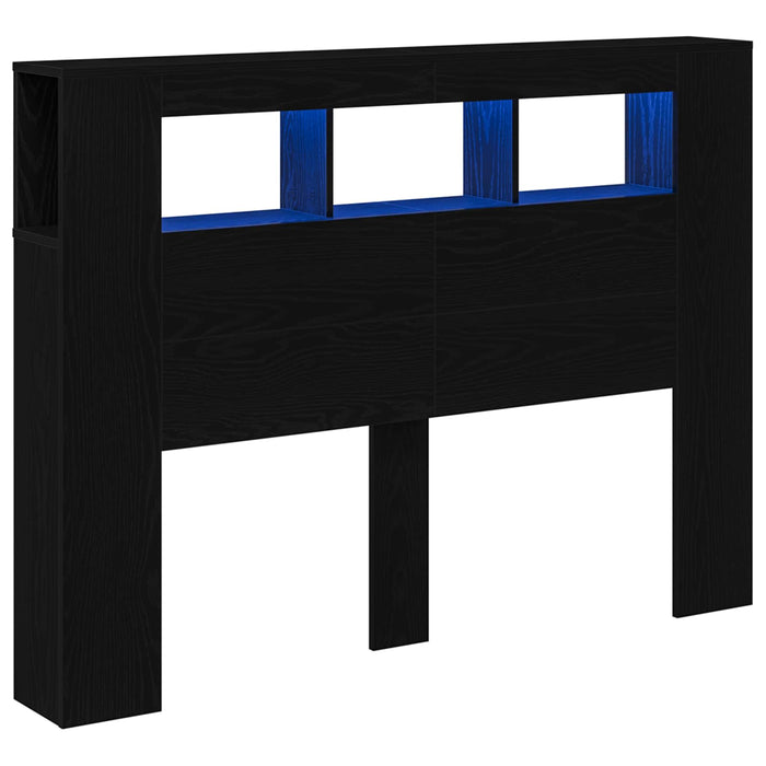 Tăblie LED Stejar negru 140 x 18.5 x 103.5 cm Lemn compozit - WALTI WALTI