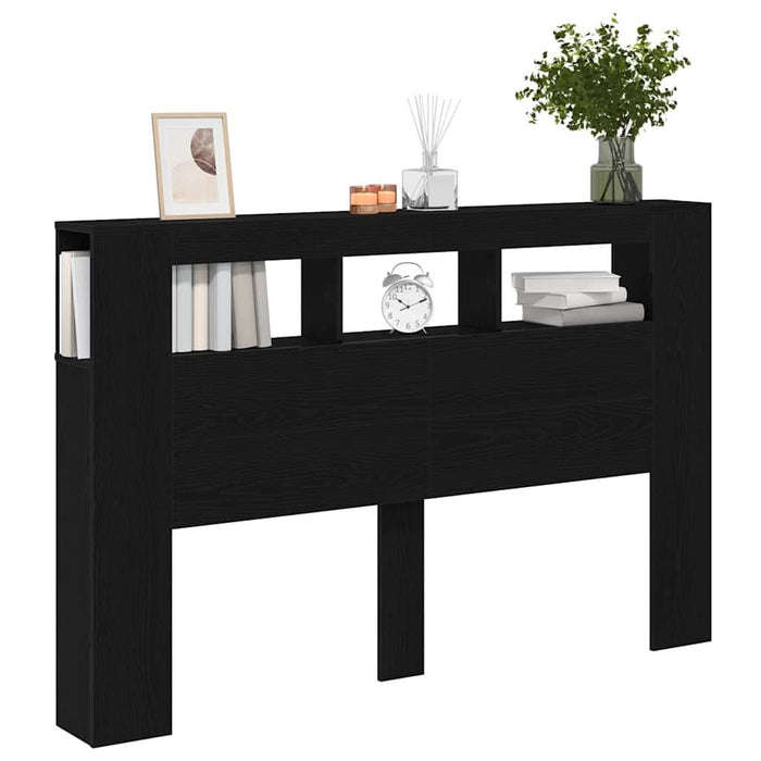 Tăblie LED Stejar negru 160 x 18.5 x 103.5 cm Lemn compozit - WALTI WALTI