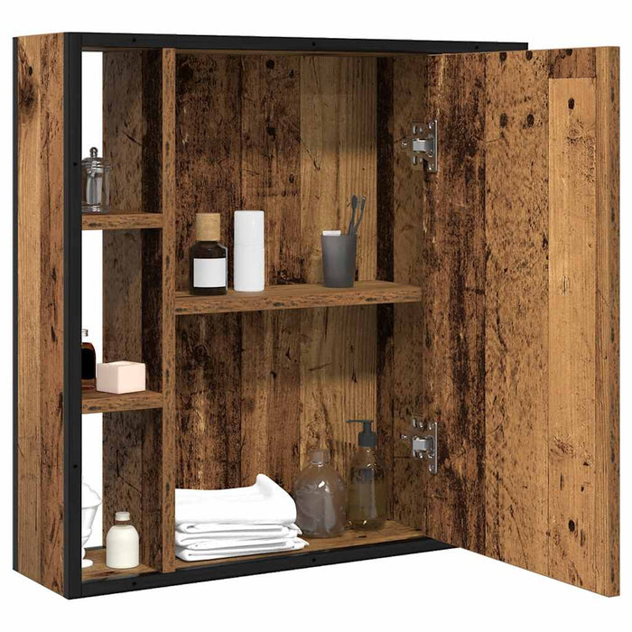 Dulap cu oglindă de baie lemn vechi 60x16x60 cm lemn de lemn - WALTI WALTI