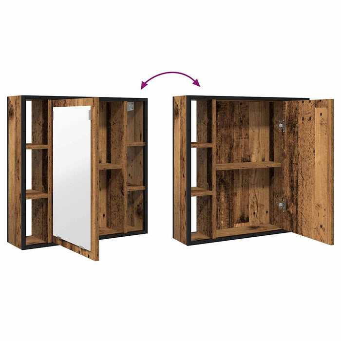 Dulap cu oglindă de baie lemn vechi 60x16x60 cm lemn de lemn - WALTI WALTI