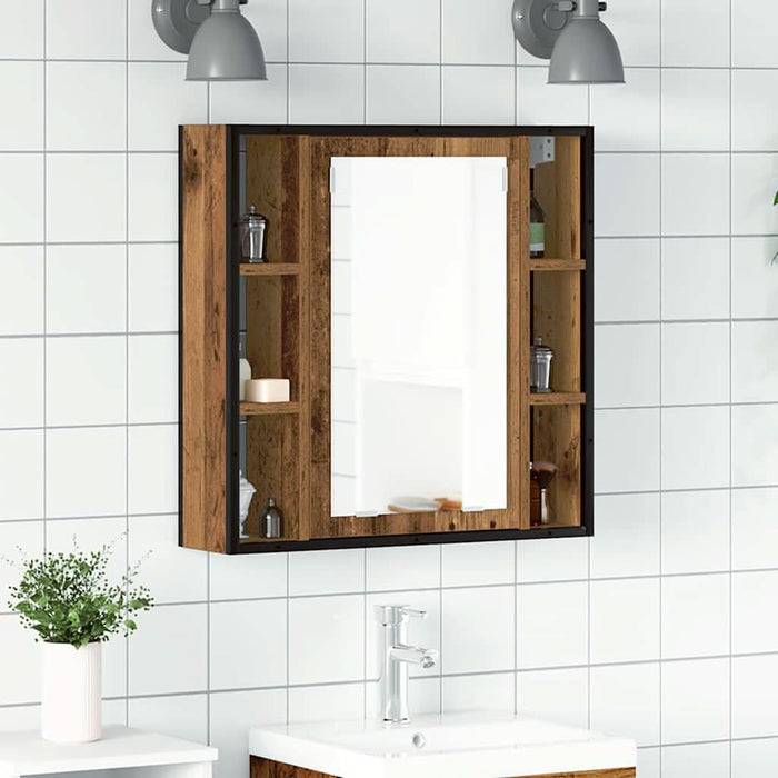 Dulap cu oglindă de baie lemn vechi 60x16x60 cm lemn de lemn - WALTI WALTI