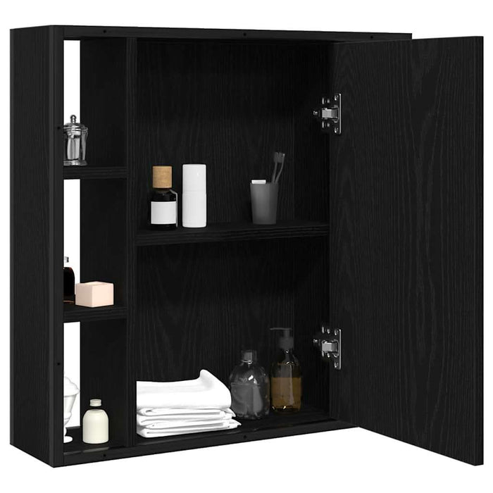 Dulap cu oglindă de baie stejar negru 60x16x60cm lemn prelucrat - WALTI WALTI
