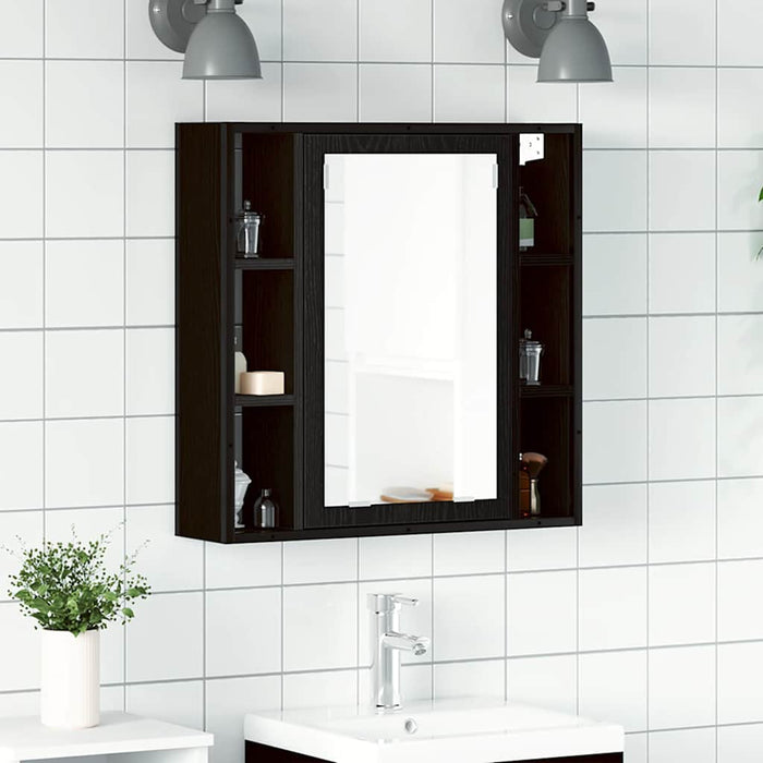 Dulap cu oglindă de baie stejar negru 60x16x60cm lemn prelucrat - WALTI WALTI