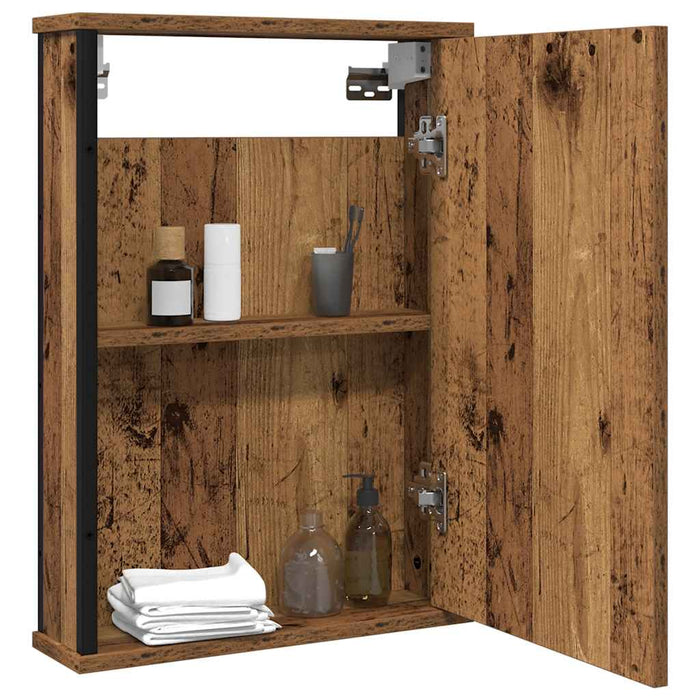 Dulap cu oglindă de baie lemn vechi 42x12x60 cm lemn prelucrat WALTI