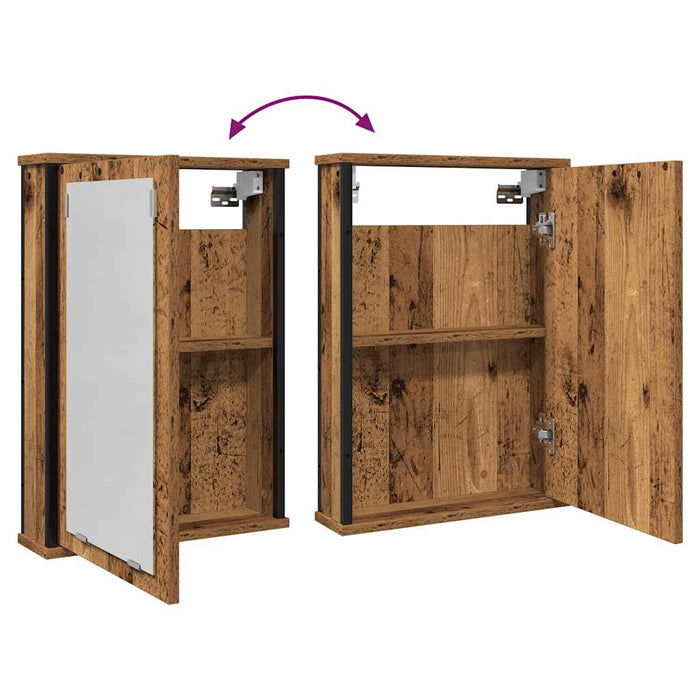 Dulap cu oglindă de baie lemn vechi 42x12x60 cm lemn prelucrat WALTI