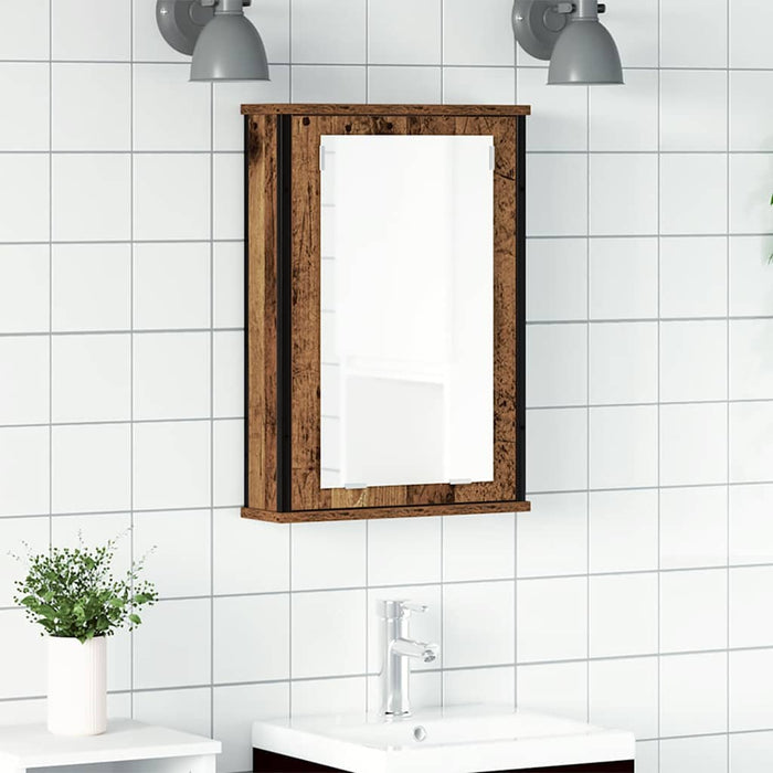 Dulap cu oglindă de baie lemn vechi 42x12x60 cm lemn prelucrat WALTI