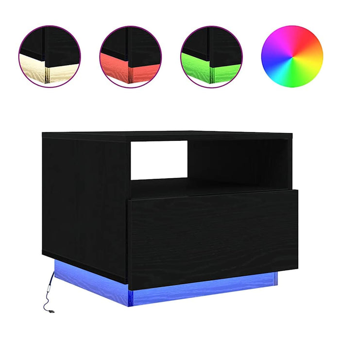 Masuta de cafea cu lumini LED Stejar negru 50x49x40 cm - WALTI WALTI