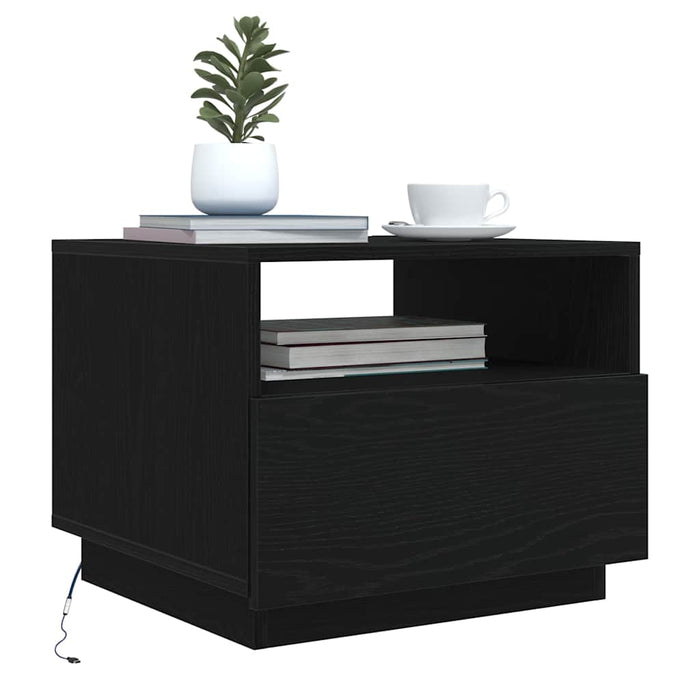 Masuta de cafea cu lumini LED Stejar negru 50x49x40 cm - WALTI WALTI