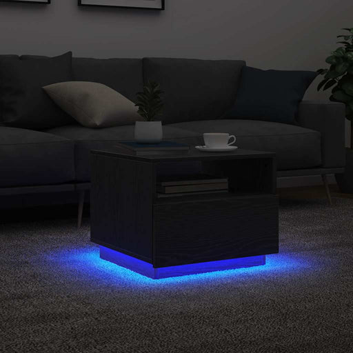 Masuta de cafea cu lumini LED Stejar negru 50x49x40 cm - WALTI WALTI