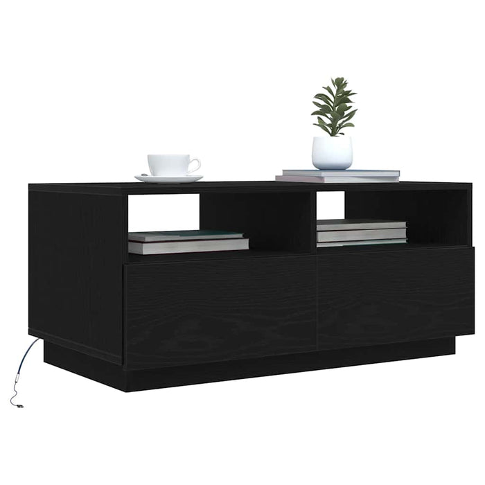 Masuta de cafea cu lumini LED Stejar negru 90x49x40 cm - WALTI WALTI