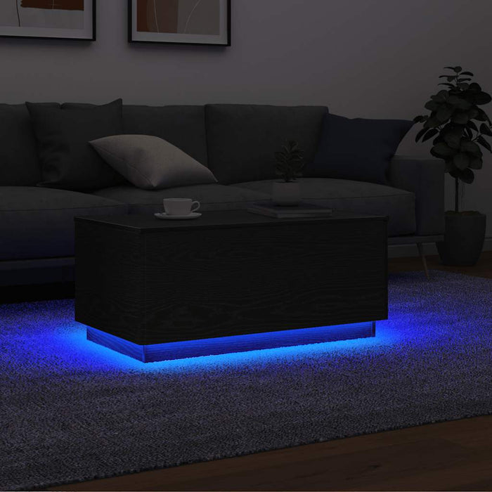 Masuta de cafea cu lumini LED Stejar negru 90x49x40 cm - WALTI WALTI