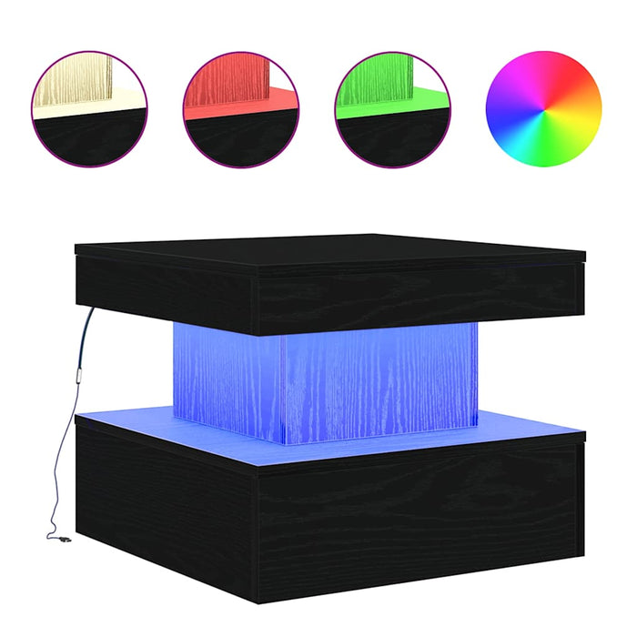 Masuta de cafea cu lumini LED Stejar negru 50x50x40 cm - WALTI WALTI