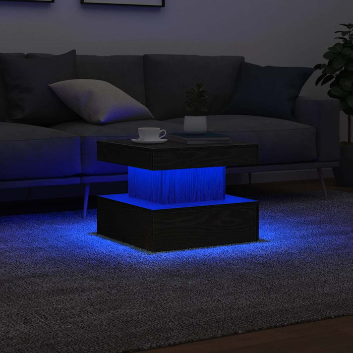 Masuta de cafea cu lumini LED Stejar negru 50x50x40 cm - WALTI WALTI