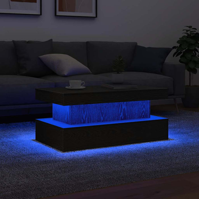 Masuta de cafea cu lumini LED Stejar negru 90x50x40 cm - WALTI WALTI