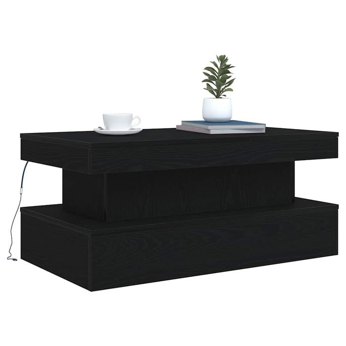 Masuta de cafea cu lumini LED Stejar negru 90x50x40 cm - WALTI WALTI