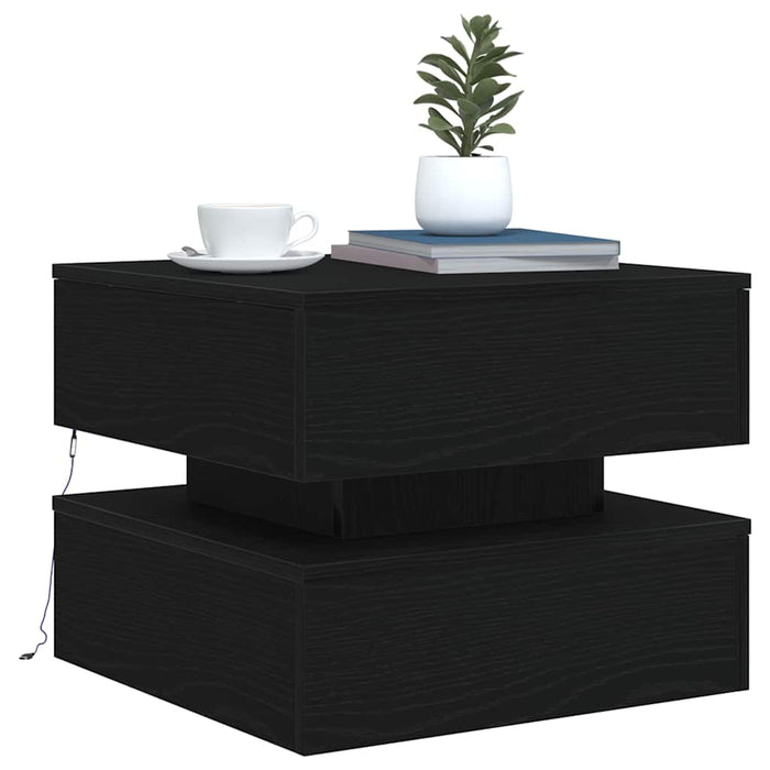 Masuta de cafea cu lumini LED Stejar negru 50x50x40 cm - WALTI WALTI
