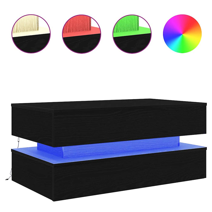 Masuta de cafea cu lumini LED Stejar negru 90x50x40 cm - WALTI WALTI