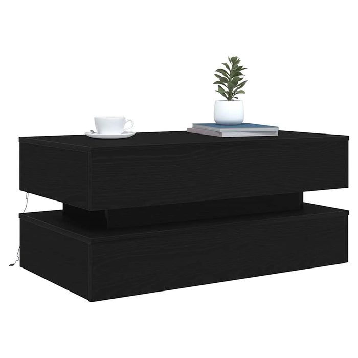 Masuta de cafea cu lumini LED Stejar negru 90x50x40 cm - WALTI WALTI