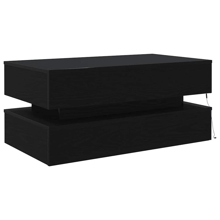 Masuta de cafea cu lumini LED Stejar negru 90x50x40 cm - WALTI WALTI