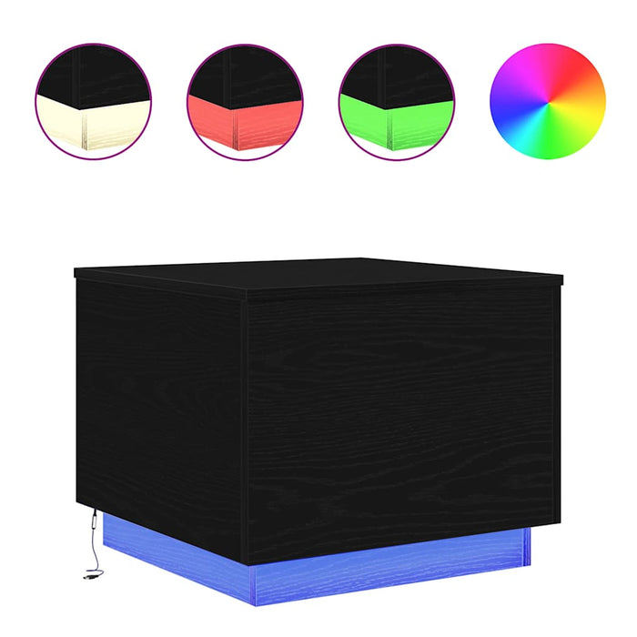Masuta de cafea cu lumini LED Stejar negru 50x50x40 cm - WALTI WALTI