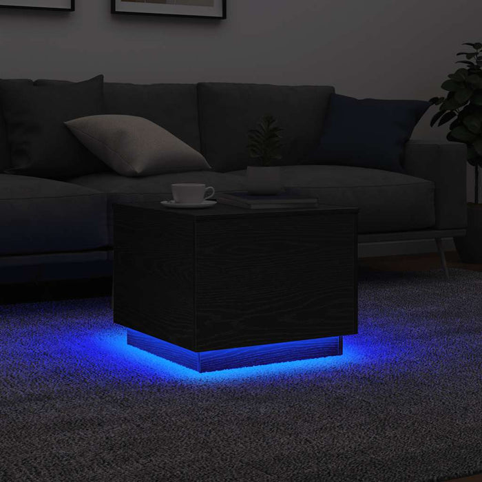 Masuta de cafea cu lumini LED Stejar negru 50x50x40 cm - WALTI WALTI