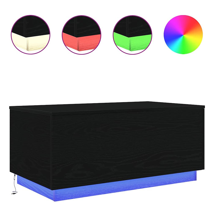 Masuta de cafea cu lumini LED Stejar negru 90x50x40 cm - WALTI WALTI