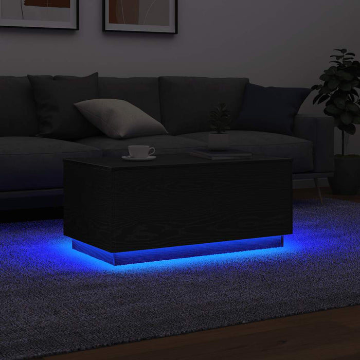 Masuta de cafea cu lumini LED Stejar negru 90x50x40 cm - WALTI WALTI