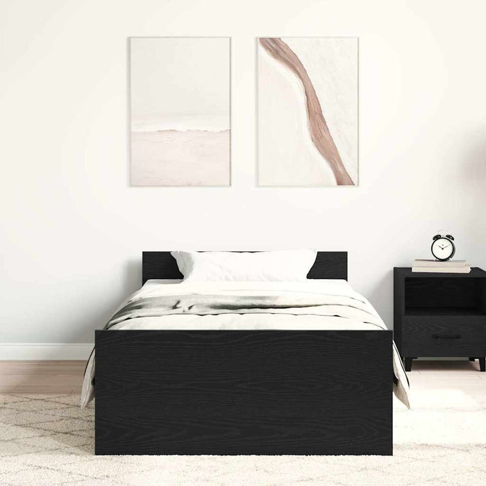 Cadru de pat fără saltea Stejar negru 90x200 cm Lemn prelucrat - WALTI WALTI